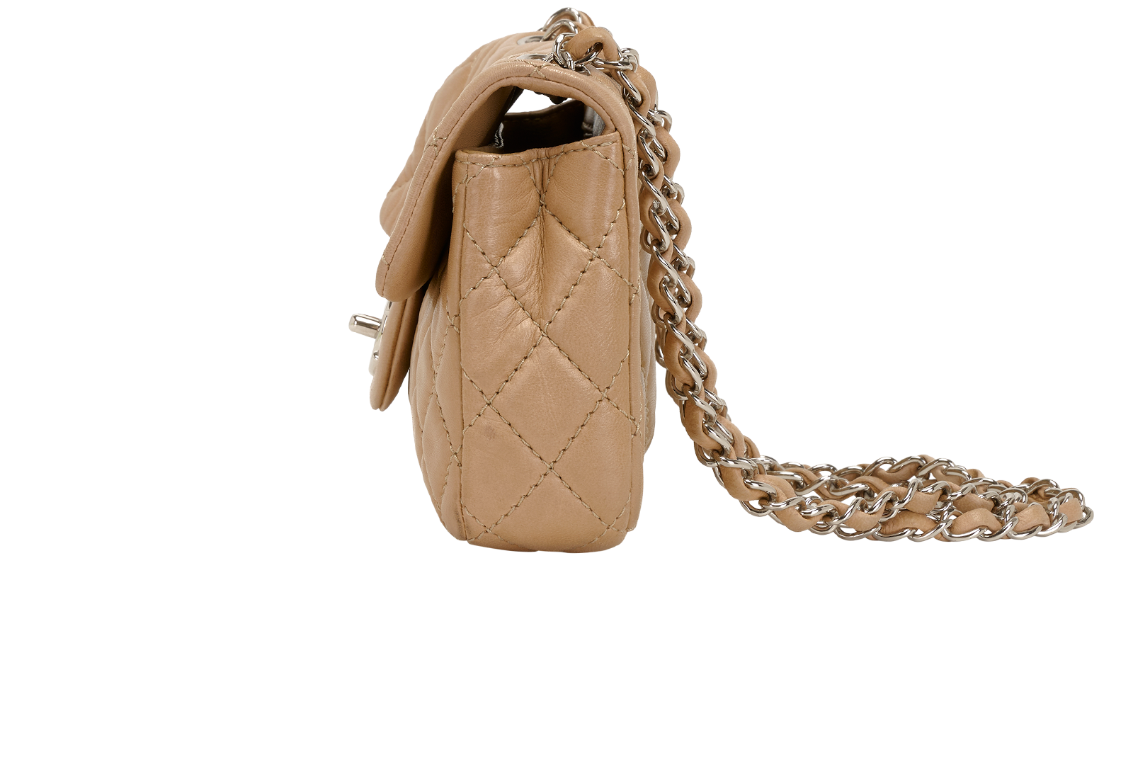 East-West Single Flap, &pound;1,800, Handbags, Beige, Leather, Bottom view